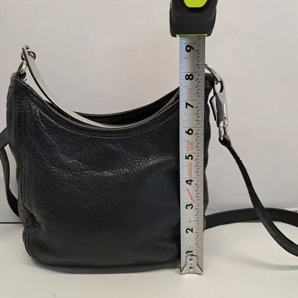 Anee Klein II Black Leather Handbag With Silver Metal Handle And Shoulder Strap - Picture 9 of 14